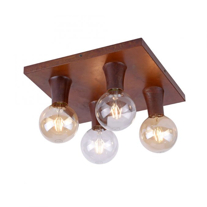 Paul Neuhaus Deckenleuchte, rostfarben, rustikale Optik, 4-flammig, modern, E27 Fassung Bis zu 60% Rabatt