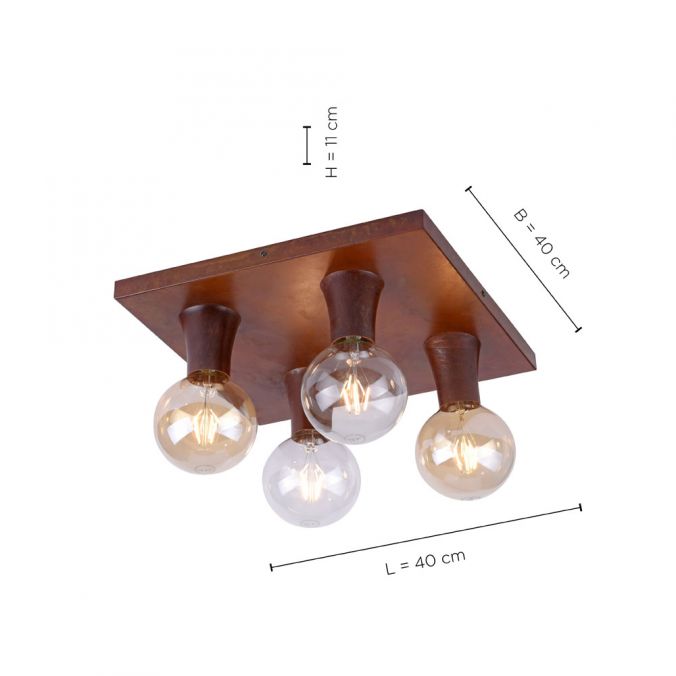 Paul Neuhaus Deckenleuchte, rostfarben, rustikale Optik, 4-flammig, modern, E27 Fassung Bis zu 60% Rabatt