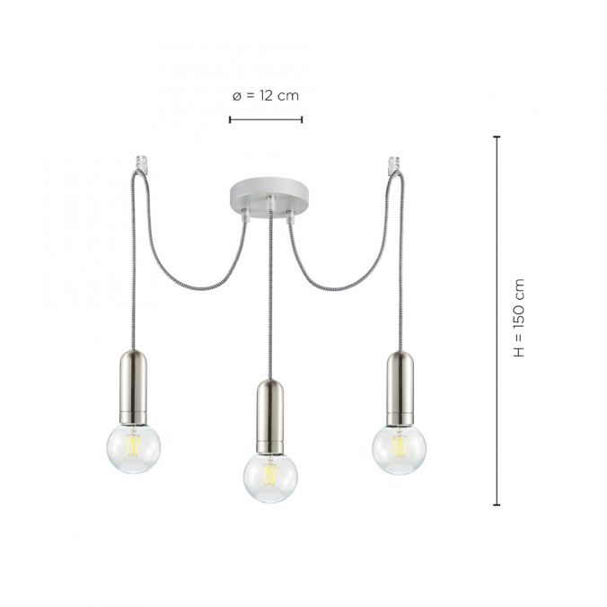 Paul Neuhaus Pendelleuchte, stahlfarben, Retro-Design, E27 Fassung, modern, 3-flammig Sonderangebot der Fabrik