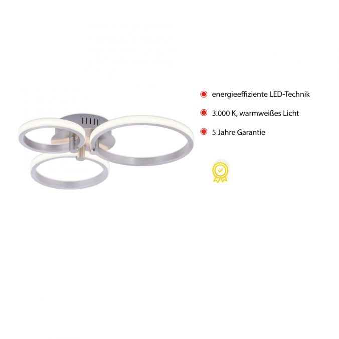 Paul Neuhaus LED Deckenleuchte, stahlfarben, 3 Lichtringe, modern, rund, design Bis zu 55% Rabatt