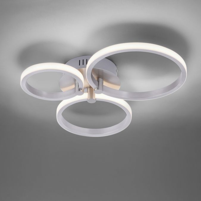 Paul Neuhaus LED Deckenleuchte, stahlfarben, 3 Lichtringe, modern, rund, design Bis zu 55% Rabatt