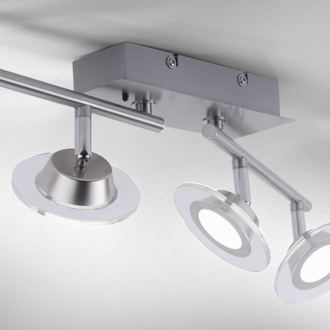 Paul Neuhaus LED-Deckenleuchte, stahlfarben, 4-flammig, modern, Fernbedienung, dimmbar Discount Store für neue Produkte