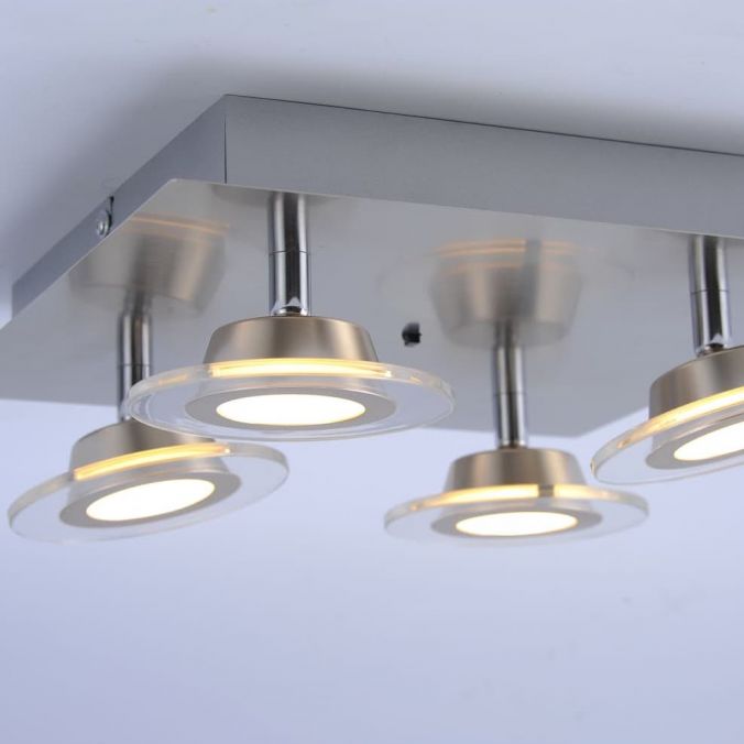 Paul Neuhaus LED-Deckenleuchte, 4-flammig, modern, stahlfarben, quadratisch Super Rabatt