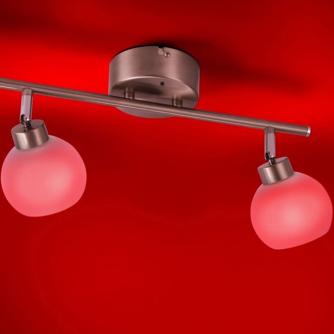 Paul Neuhaus LED-Deckenleuchte, stahlfarben, 2-flammig, Opalglas, inkl. Fernbedienung Fabrikladen