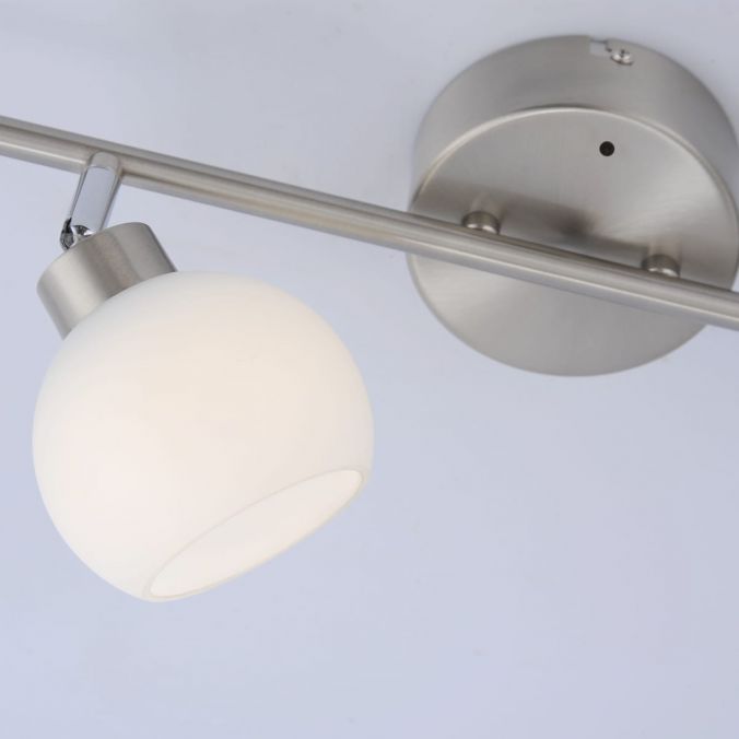 Paul Neuhaus LED-Deckenleuchte, stahlfarben, 2-flammig, Opalglas, inkl. Fernbedienung Fabrikladen