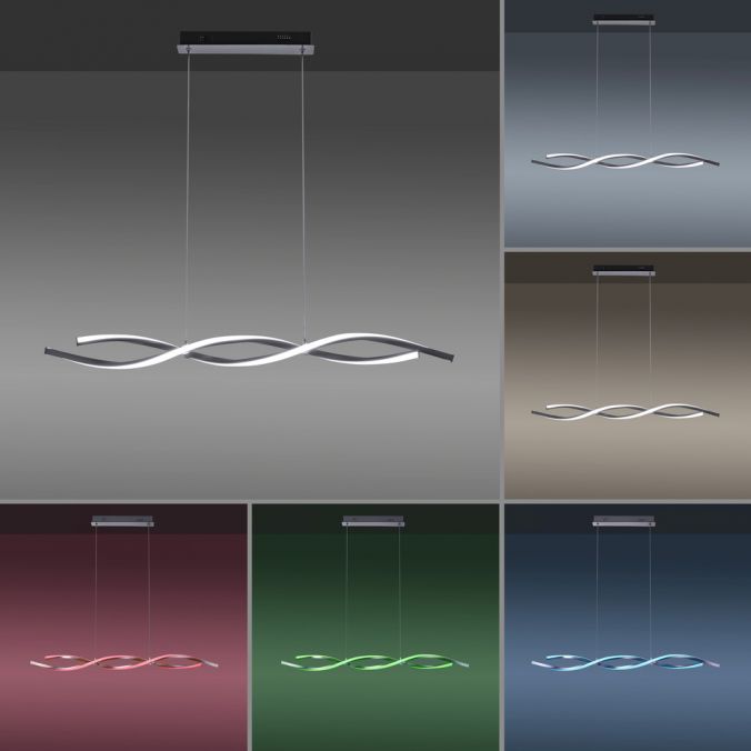 Paul Neuhaus Pendelleuchte, stahlfarben, RGBW, Fernbedienung, dimmbar Begrenzt auf 3 Tage