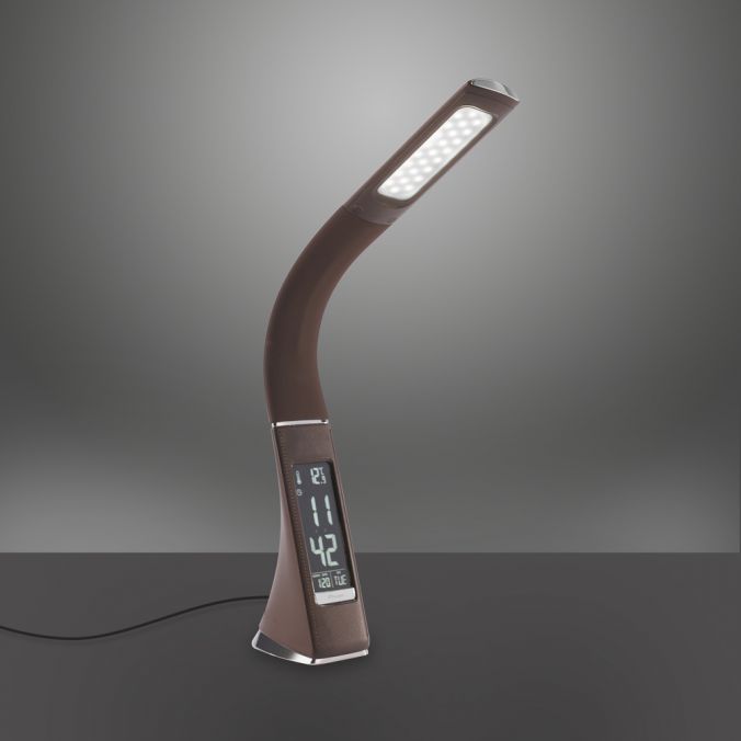 Paul Neuhaus LED Tischleuchte, braun, Schreibtisch, Dimmfunktion, Anzeige für Uhrzeit Black Friday Preise