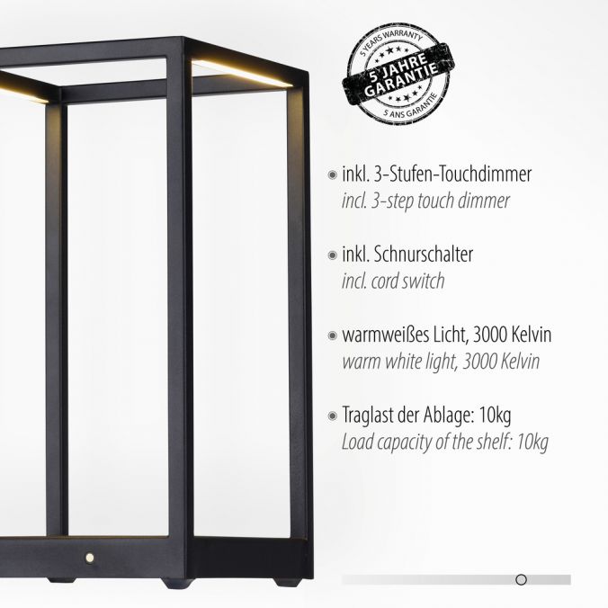 Paul Neuhaus LED Tischleuchte, schwarz, warmweiß, dimmbar, Innenleuchte 50% Rabatt für begrenzte Zeit