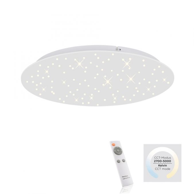Paul Neuhaus LED Deckenlampe, weiß, rund, Sterneneffekt, CCT, Ø48cm, Fernbedienung