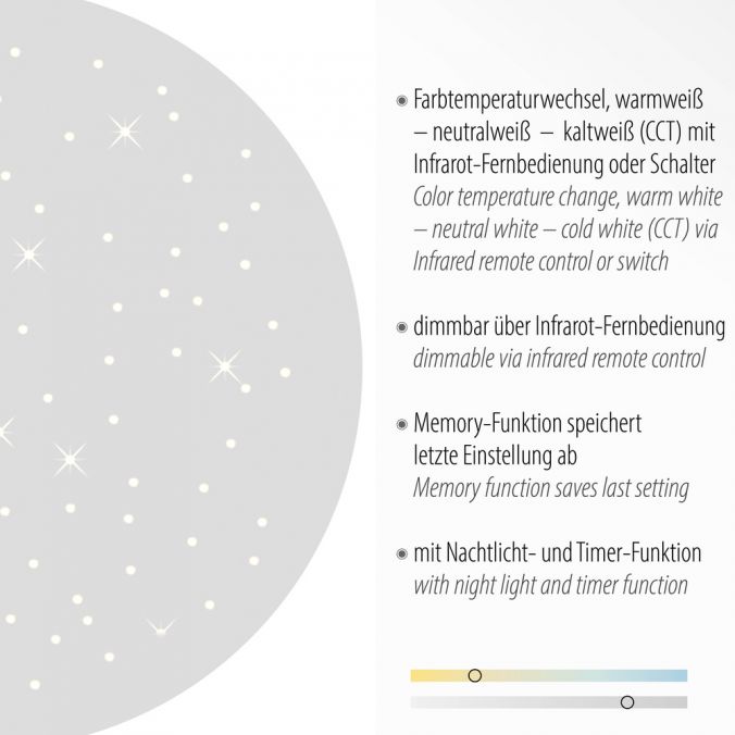 Paul Neuhaus LED Deckenlampe, weiß, rund, Sterneneffekt, CCT, Ø48cm, Fernbedienung Outlet