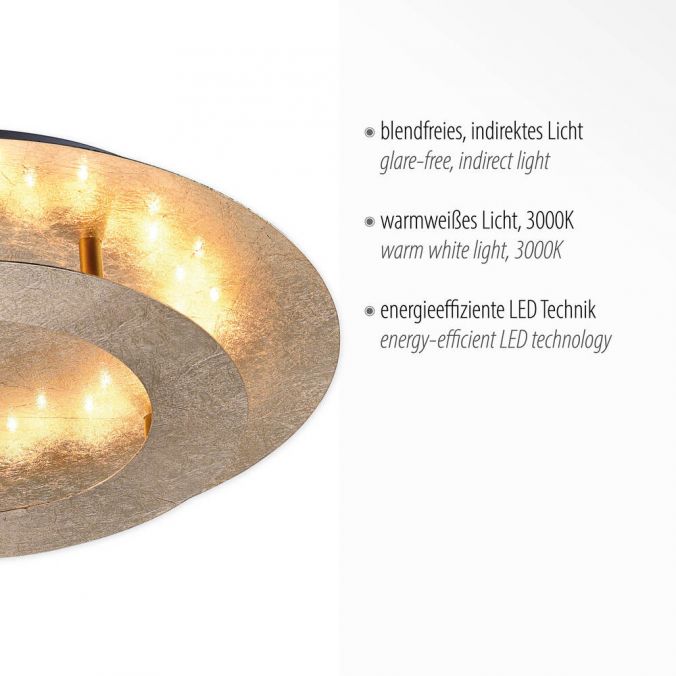 Paul Neuhaus LED-Deckenleuchte, Blattgoldoptik,Ø40cm, rund, warmweißes Licht Auslauf