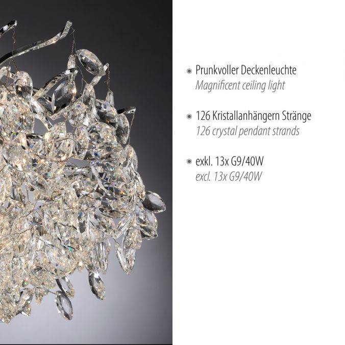 Paul Neuhaus LED Deckenleuchte Kronleuchter chrom glänzend Kristallanhänger Angebote