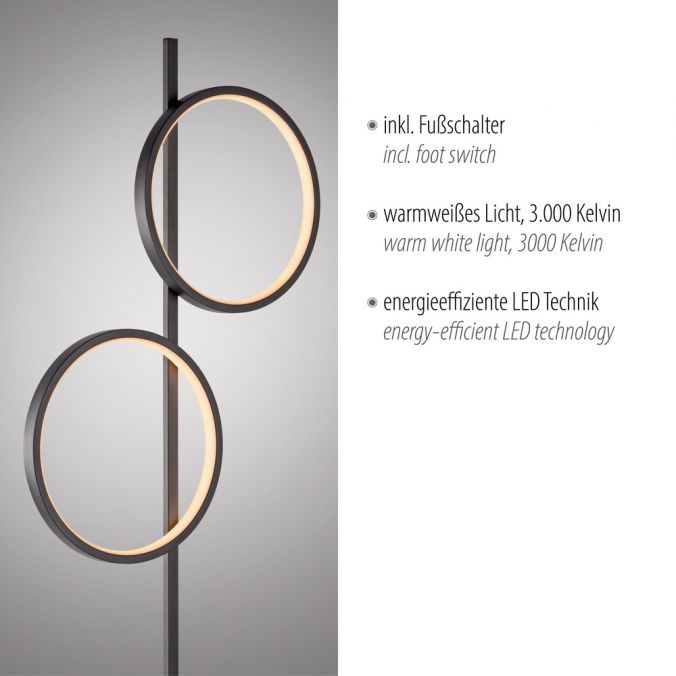 Paul Neuhaus LED Stehleuchte schwarz schlichtes Design Fußschalter warmweiß Hotsell