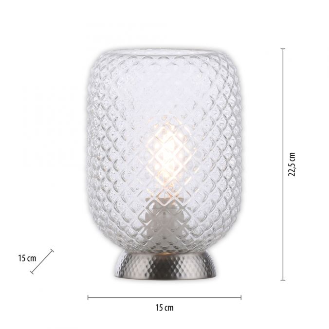 Paul Neuhaus LED Tischleuchte silber Lichtspiel geriffelt Klarglas Schnurschalter Blitzverkäufe