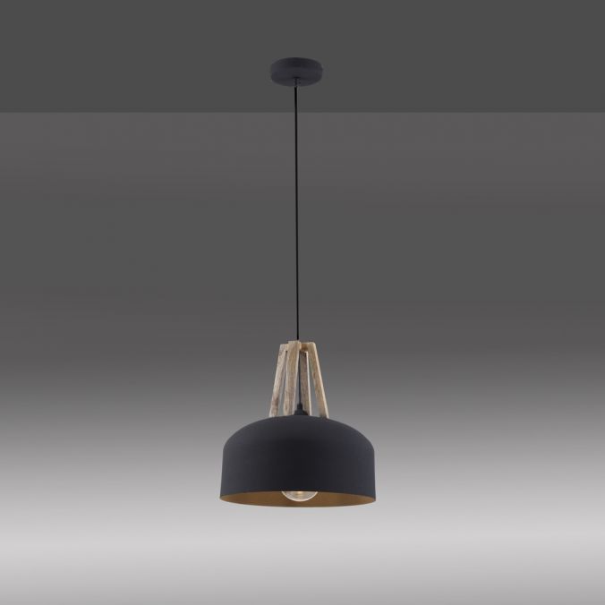 Paul Neuhaus LED Pendelleuchte 32x32x120cm 1 flammig matt schwarz mit Holz und Goldoptik Kostenloser Versand