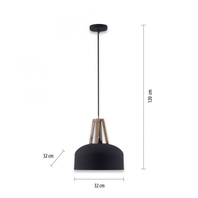 Paul Neuhaus LED Pendelleuchte 32x32x120cm 1 flammig matt schwarz mit Holz und Goldoptik Kostenloser Versand