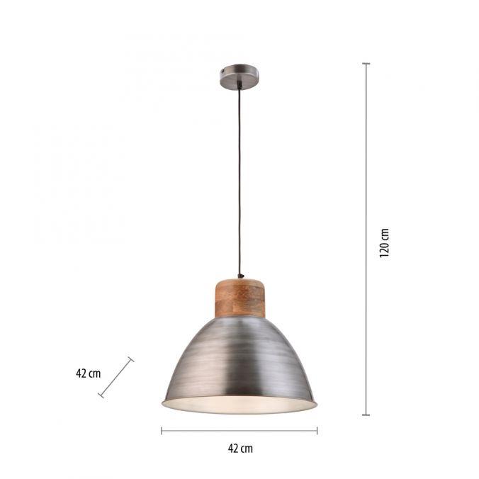 Paul Neuhaus Pendelleuchte, eisenfarben, Holzdekor, Industrial-Stil, Retro Stil Versandkostenfrei