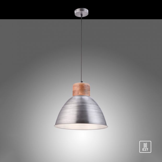 Paul Neuhaus Pendelleuchte, eisenfarben, Holzdekor, Industrial-Stil, Retro Stil Versandkostenfrei