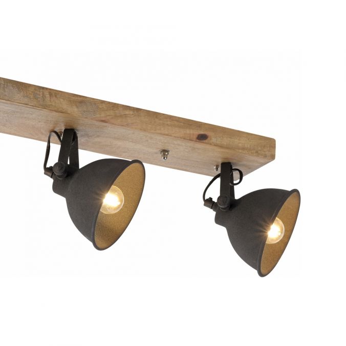 Paul Neuhaus Deckenleuchte, schwarz, 3-flg, Retro-Optik, Vintage Stil, Holzbalken Online Shopping