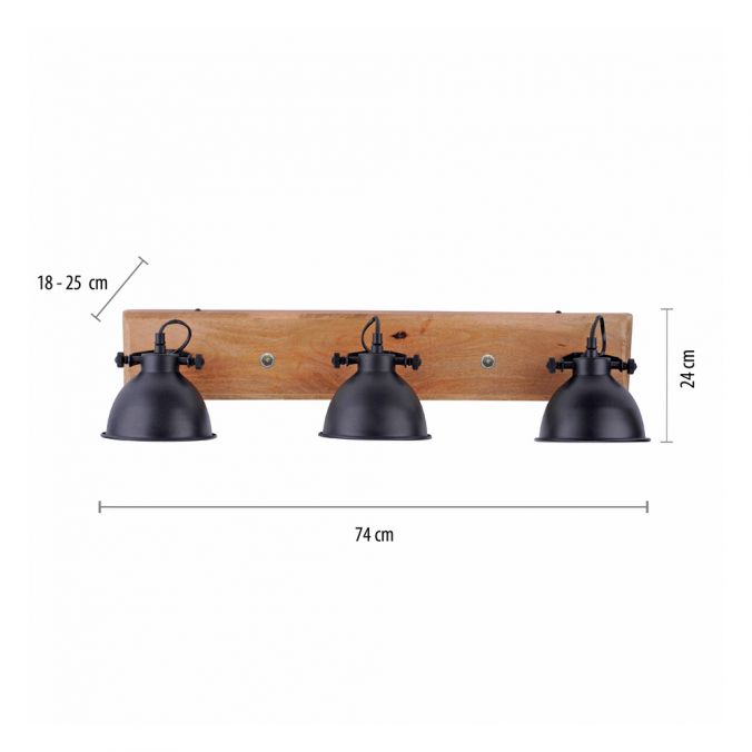 Paul Neuhaus Deckenleuchte, schwarz, 3-flg, Retro-Optik, Vintage Stil, Holzbalken Online Shopping