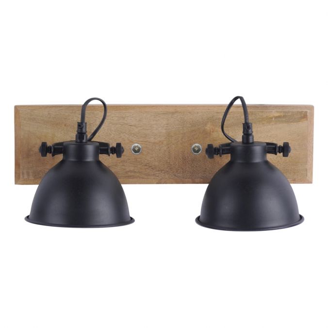 Paul Neuhaus Wand- und Deckenleuchte, schwarz, 2flg, Retro-Look, Vintage, drehbar, Holz Preisnachlass