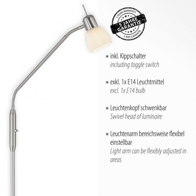 Paul Neuhaus Stehleuchte, stahlfarben, Schirm, E14, Innenleuchte, IP20 Black Friday