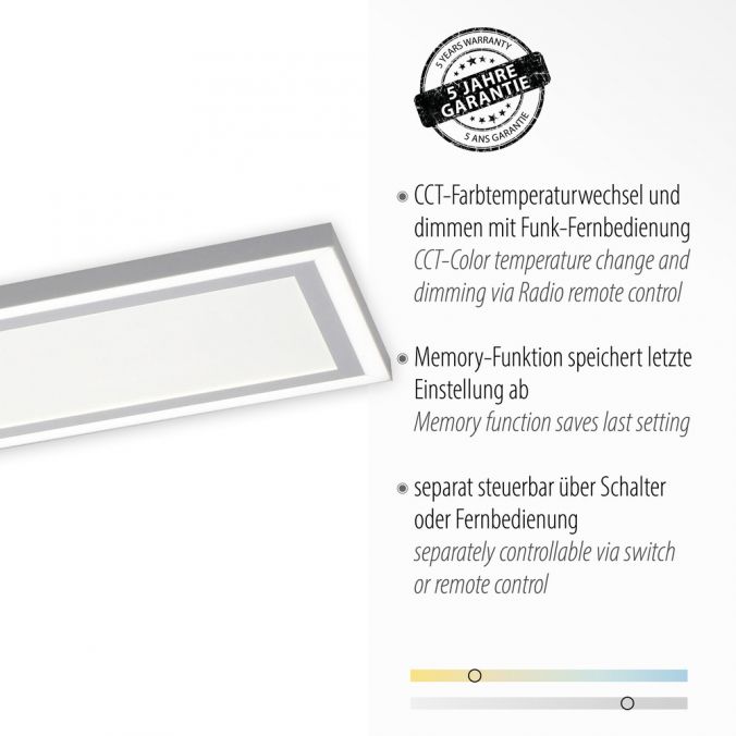 Paul Neuhaus LED Deckenleuchte weiß flach 110x28 Fernbedienung dimmbar CCT Farbsteuerung Vatertagsangebot