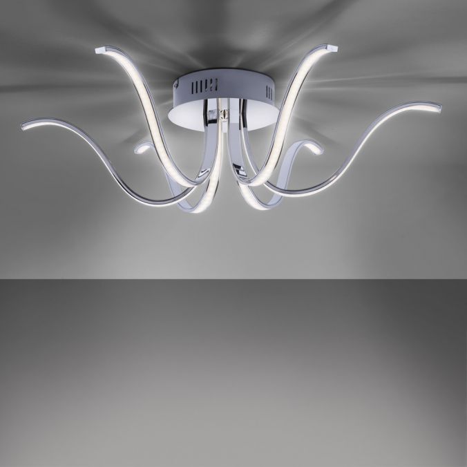 Paul Neuhaus LED-Deckenleuchte, 6-flammig, chrom, 67x67 cm, filigrane Leuchtenarme Heißer Verkauf