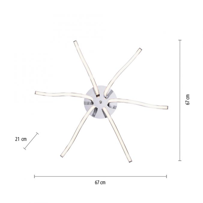 Paul Neuhaus LED-Deckenleuchte, 6-flammig, chrom, 67x67 cm, filigrane Leuchtenarme Heißer Verkauf
