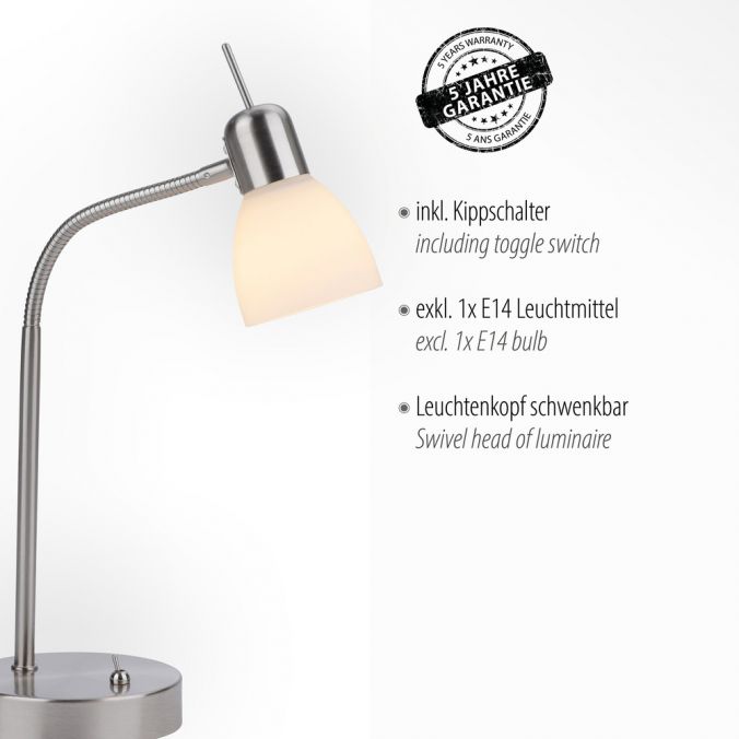 Paul Neuhaus Tischleuchte, stahlfarben, Schirm, E14, Innenleuchte, IP20 Online Outlet