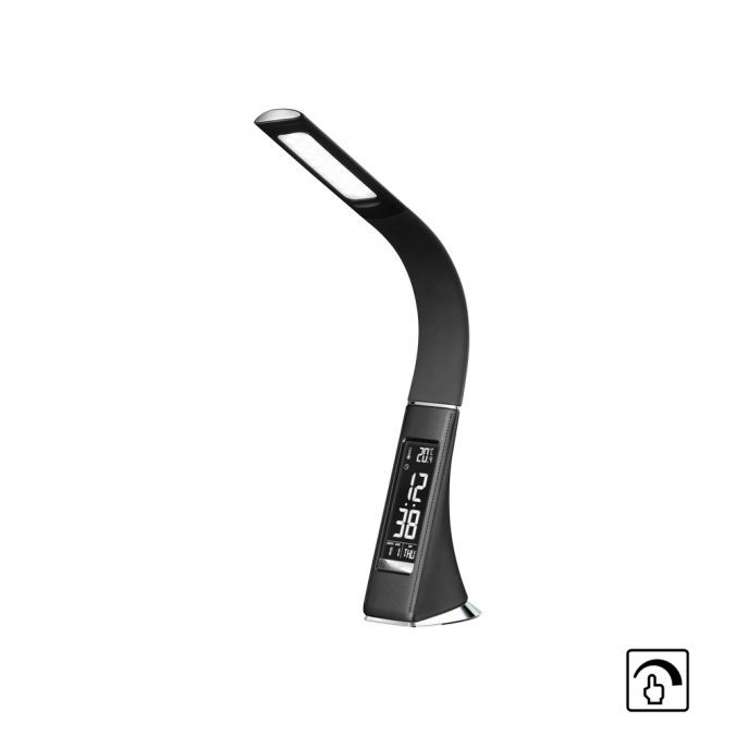 Paul Neuhaus LED Tischleuchte, Schreibtisch, Nachttisch, schwarz, Uhrzeit, schwenkbar