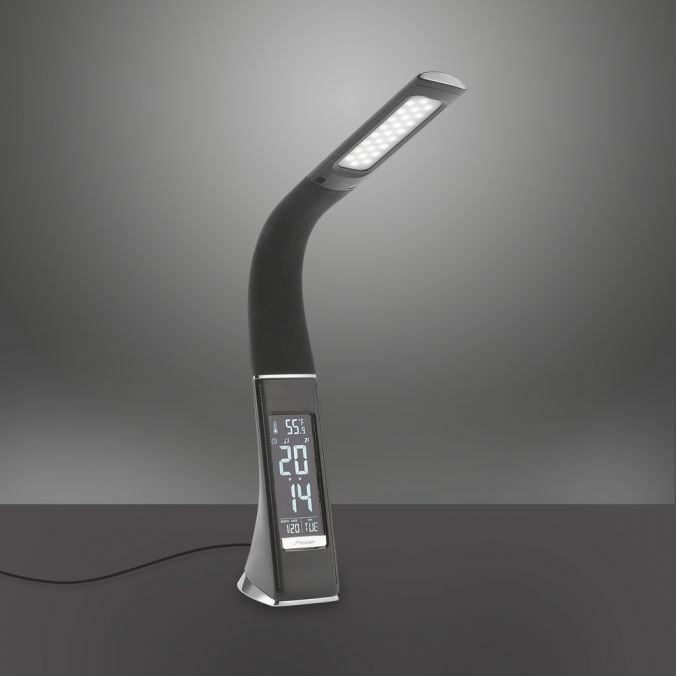 Paul Neuhaus LED Tischleuchte, Schreibtisch, Nachttisch, schwarz, Uhrzeit, schwenkbar Zeitlich begrenztes Angebot