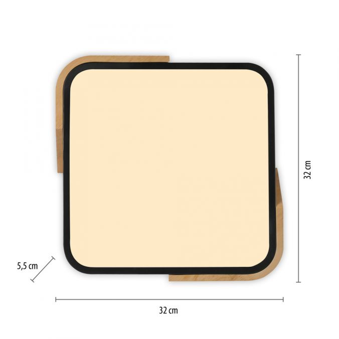 Paul Neuhaus LED Deckenleuchte quadratisch schwarz mit Holzdekor zeitloses Design Große Rabatte