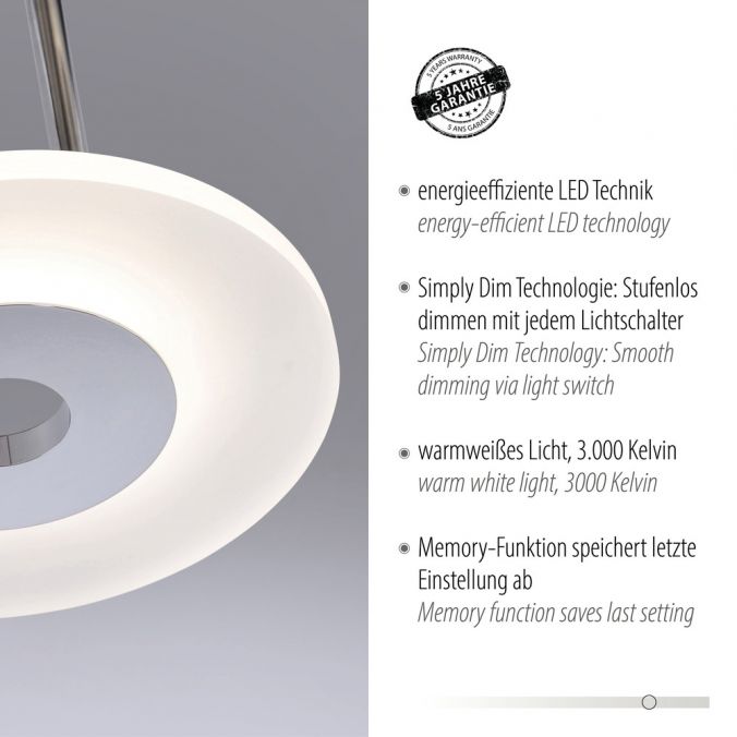 Paul Neuhaus LED Deckenleuchte, stahlfarben, 3-flammig, Frisbee-Optik, modern, dimmbar Neuheiten