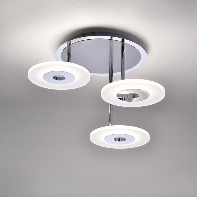 Paul Neuhaus LED Deckenleuchte, stahlfarben, 3-flammig, Frisbee-Optik, modern, dimmbar Neuheiten