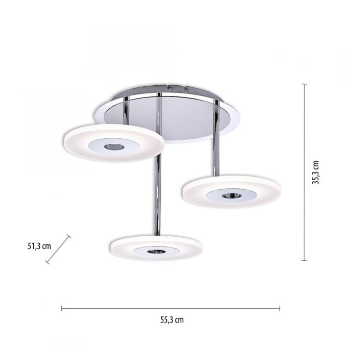 Paul Neuhaus LED Deckenleuchte, stahlfarben, 3-flammig, Frisbee-Optik, modern, dimmbar Neuheiten