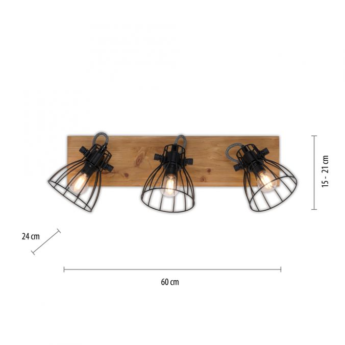 Paul Neuhaus LED Deckenleuchte Naturholz schwarz 3 flammig drehbar Industrie Design Saisonale Angebote