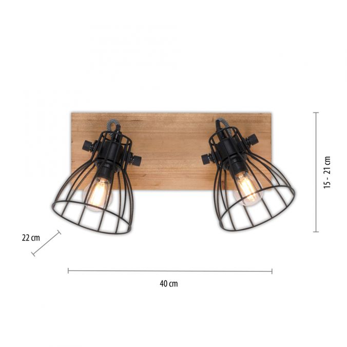 Paul Neuhaus LED Deckenleuchte Naturholz schwarz 2 flammig drehbar Industrie Design Räumungsverkauf