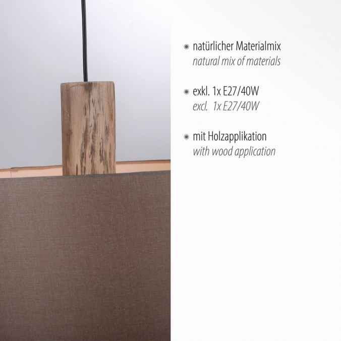Paul Neuhaus Pendelleuchte, Stoff, leinen-natur, E27, Holz, 2-flammig Tägliche Deals