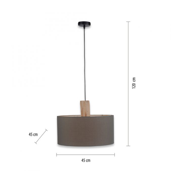 Paul Neuhaus Pendelleuchte, Stoff, grau, E27, Holz Tiefpreis