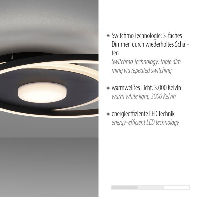 Paul Neuhaus LED Deckenleuchte rund Switchmo schwarz 3 Stufen Dimmung modern Wochenangebot