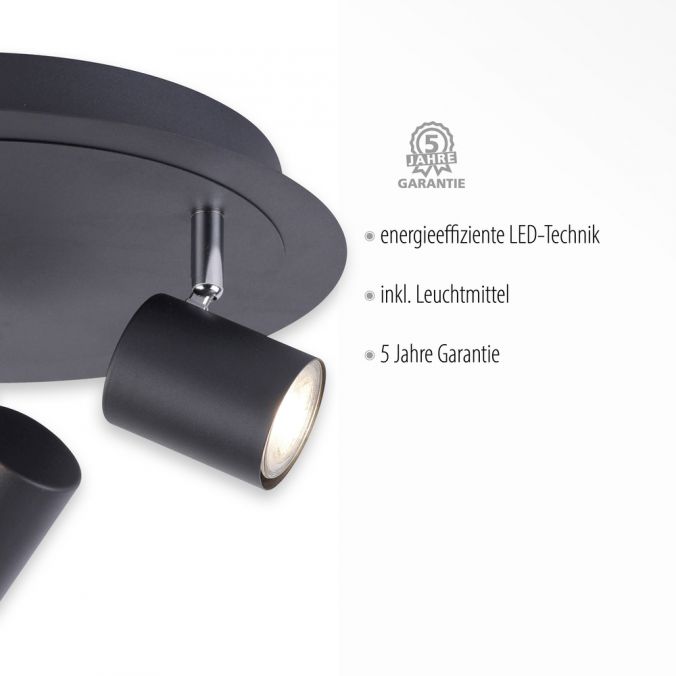 Paul Neuhaus LED Deckenleuchte, anthrazit, 3 Flammig, schwenkbare Leuchtköpfe JETZT KAUFEN