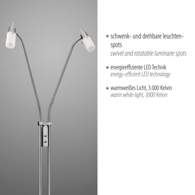 Paul Neuhaus LED-Stehleuchte, stahl, 2 verstellbare Leuchtköpfe, warmweiß, blendfrei Zeitbegrenzte Promotion