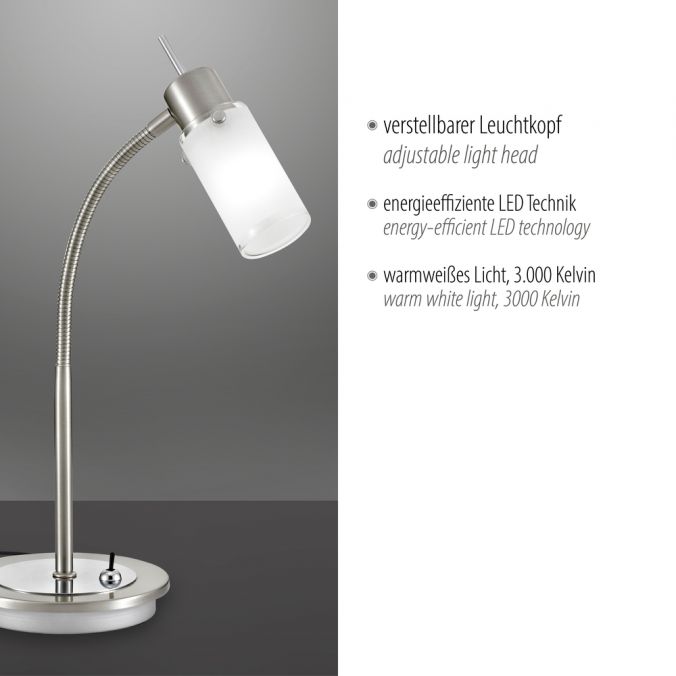 Paul Neuhaus LED-Tischleuchte, stahl, inkl. Kippschalter, modern, inkl. Glasschirm Bis zu 50% Rabatt