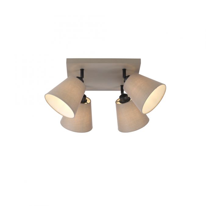 Paul Neuhaus LED Deckenlampe 4 flammig Farbe quadratisch taube drehbar Stoffschirm