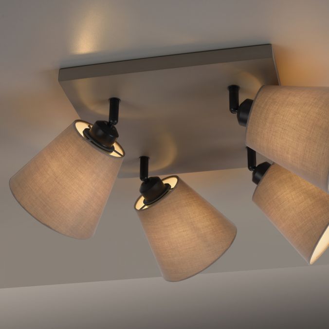 Paul Neuhaus LED Deckenlampe 4 flammig Farbe quadratisch taube drehbar Stoffschirm Vierteljährliche Förderung