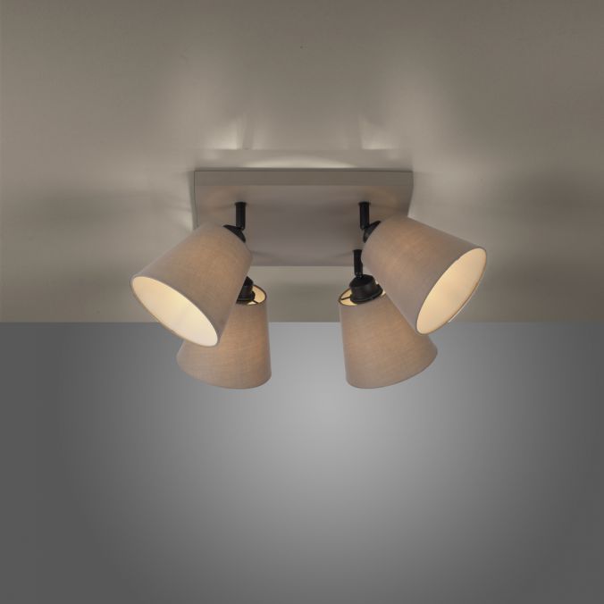 Paul Neuhaus LED Deckenlampe 4 flammig Farbe quadratisch taube drehbar Stoffschirm Vierteljährliche Förderung