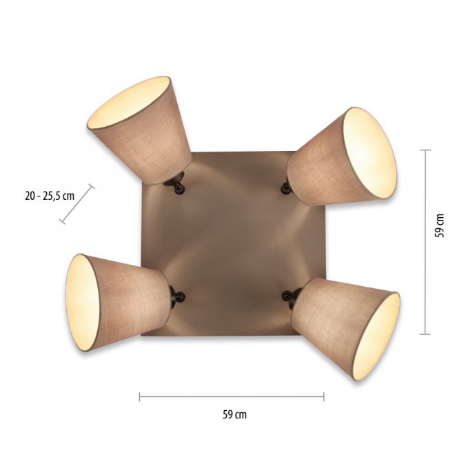 Paul Neuhaus LED Deckenlampe 4 flammig Farbe quadratisch taube drehbar Stoffschirm Vierteljährliche Förderung