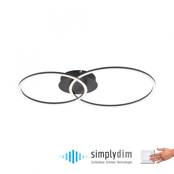 Paul Neuhaus LED Deckenleuchte, schwarz, modern, zwei Leuchtringe, dimmbar, schwenkbar Discount Store für neue Produkte