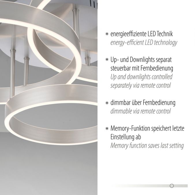 Paul Neuhaus LED Deckenleuchte 3 flammig silber Up- Downlight dimmbar Fernbedienung Riesige Rabatte